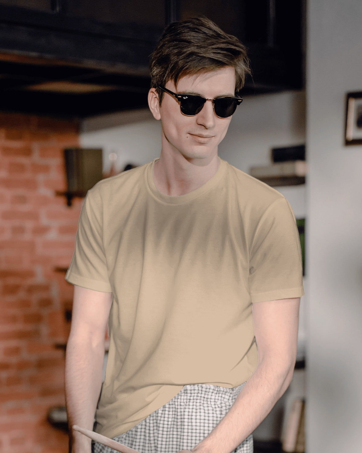 Plain Beige Unisex T-shirt